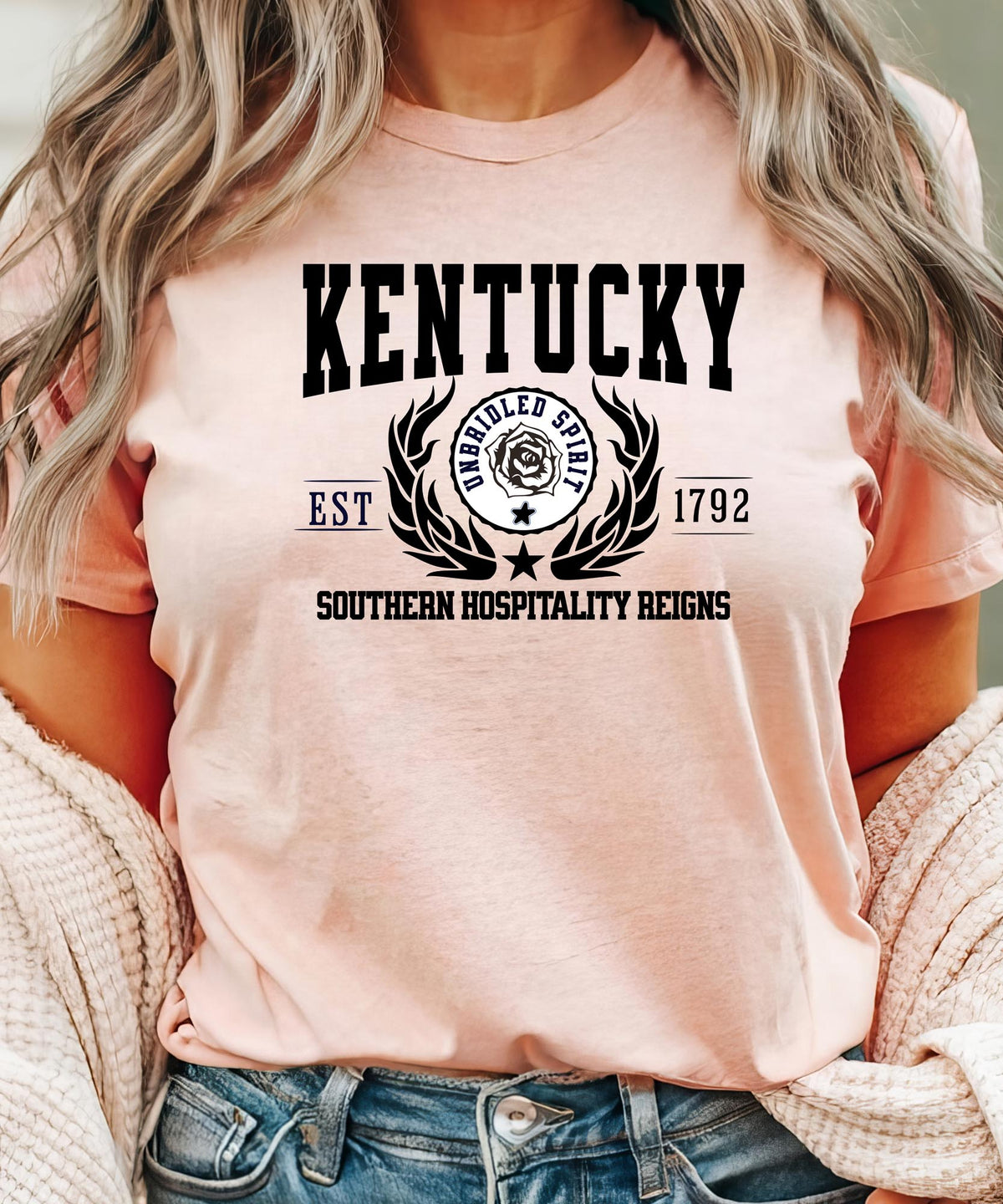 Kentucky State - &quot;Southern Hospitality Reigns&quot; Slogan T-Shirt for Proud Kentuckians &amp; Southern Style Enthusiasts