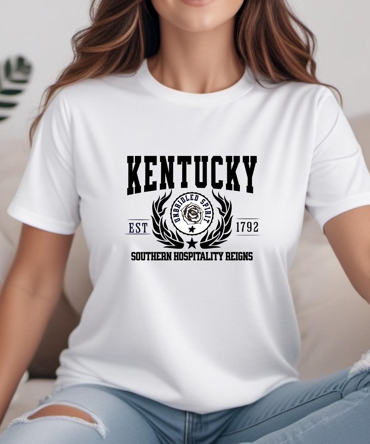 Kentucky State - &quot;Southern Hospitality Reigns&quot; Slogan T-Shirt for Proud Kentuckians &amp; Southern Style Enthusiasts