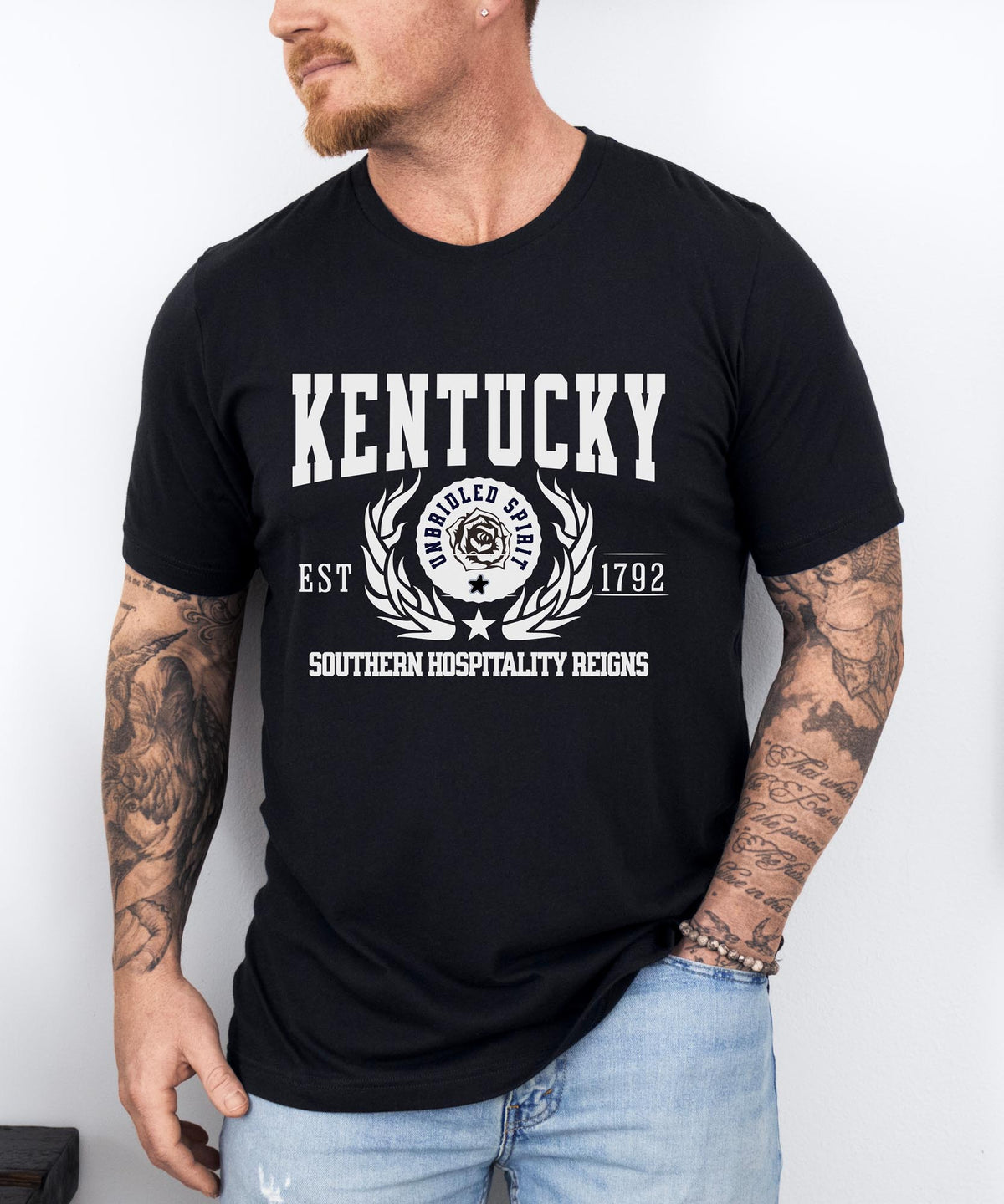 Kentucky State - &quot;Southern Hospitality Reigns&quot; Slogan T-Shirt for Proud Kentuckians &amp; Southern Style Enthusiasts