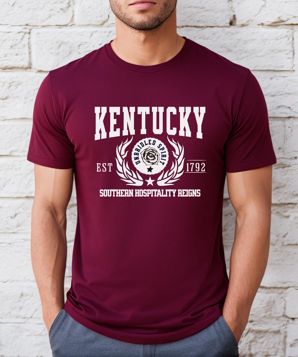 Kentucky State - &quot;Southern Hospitality Reigns&quot; Slogan T-Shirt for Proud Kentuckians &amp; Southern Style Enthusiasts