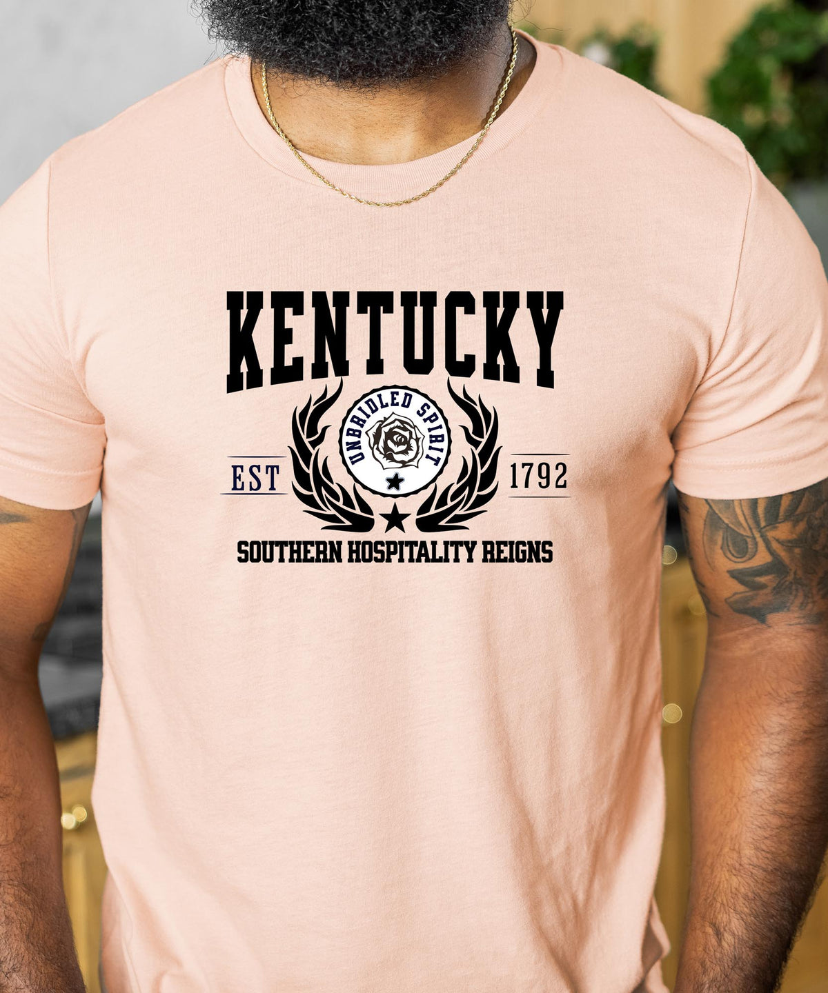 Kentucky State - &quot;Southern Hospitality Reigns&quot; Slogan T-Shirt for Proud Kentuckians &amp; Southern Style Enthusiasts