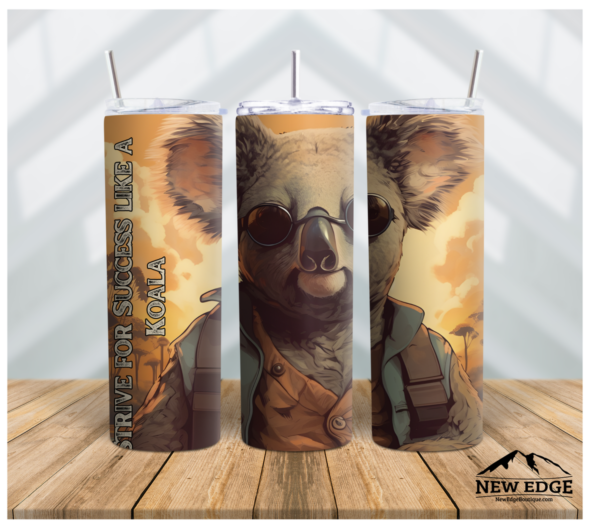 KOALA 3D 20 OZ SUBLIMATION TUMBLER: STRIVE FOR SUCCESS LIKE A KOALA!