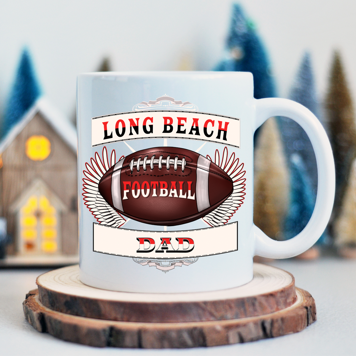 NEW EDGE 11 AND 15 OZ &quot;LONG BEACH&quot; CITY FOOTBALL DAD CERAMIC MUGS WITH PERSONALIZATION OPTION!