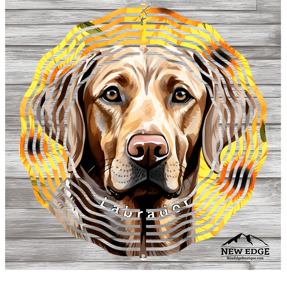 NEW EDGE 3D BEAUTIFUL COLORFUL LABRADOR DOG WIND SPINNER - 10 INCHES - STAINLESS STEEL