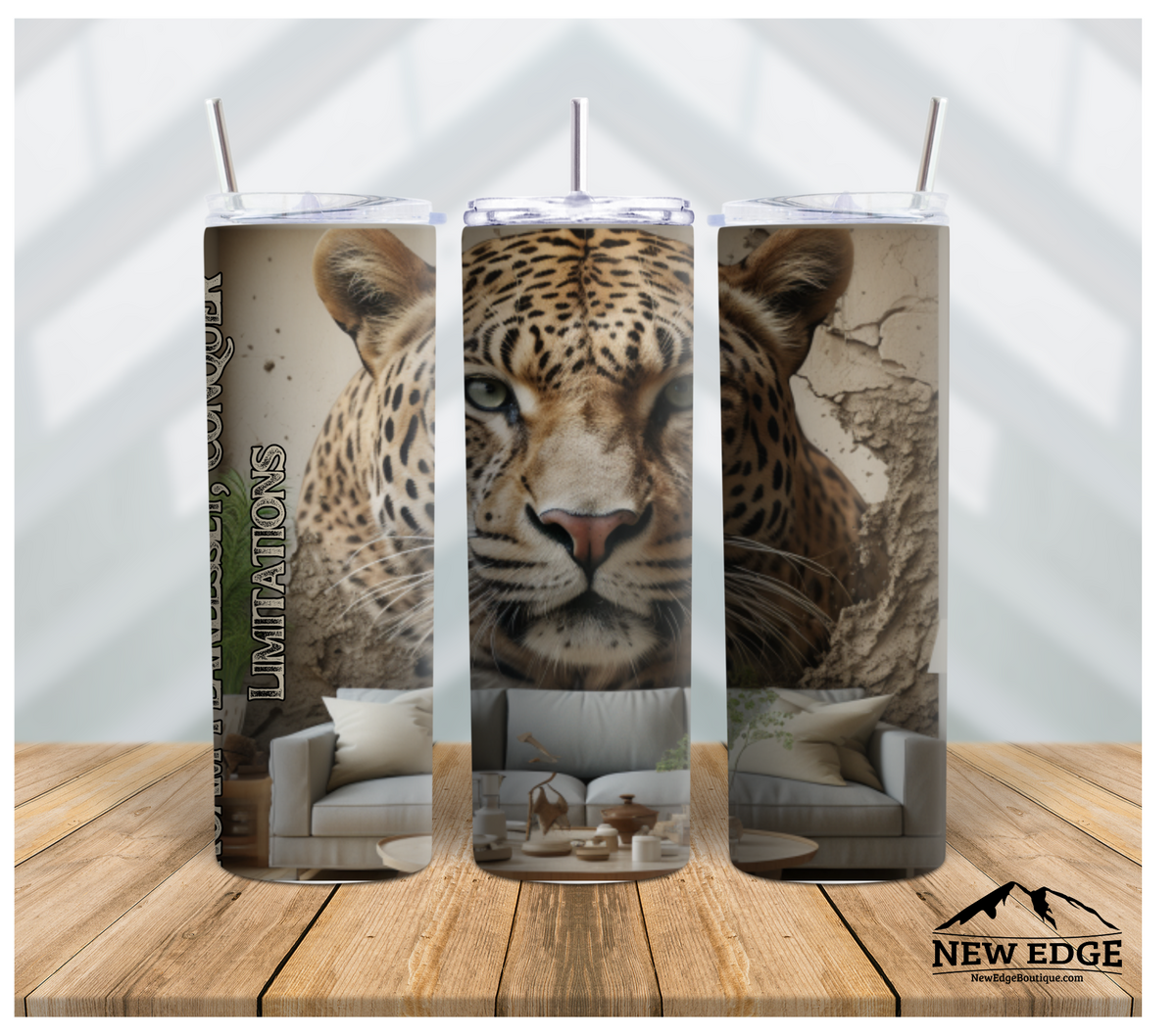 WILD ANIMAL CUSTOM TUMBLER: 20 OZ SKINNY TUMBLER WITH TIGER DESIGN AND SLOGAN