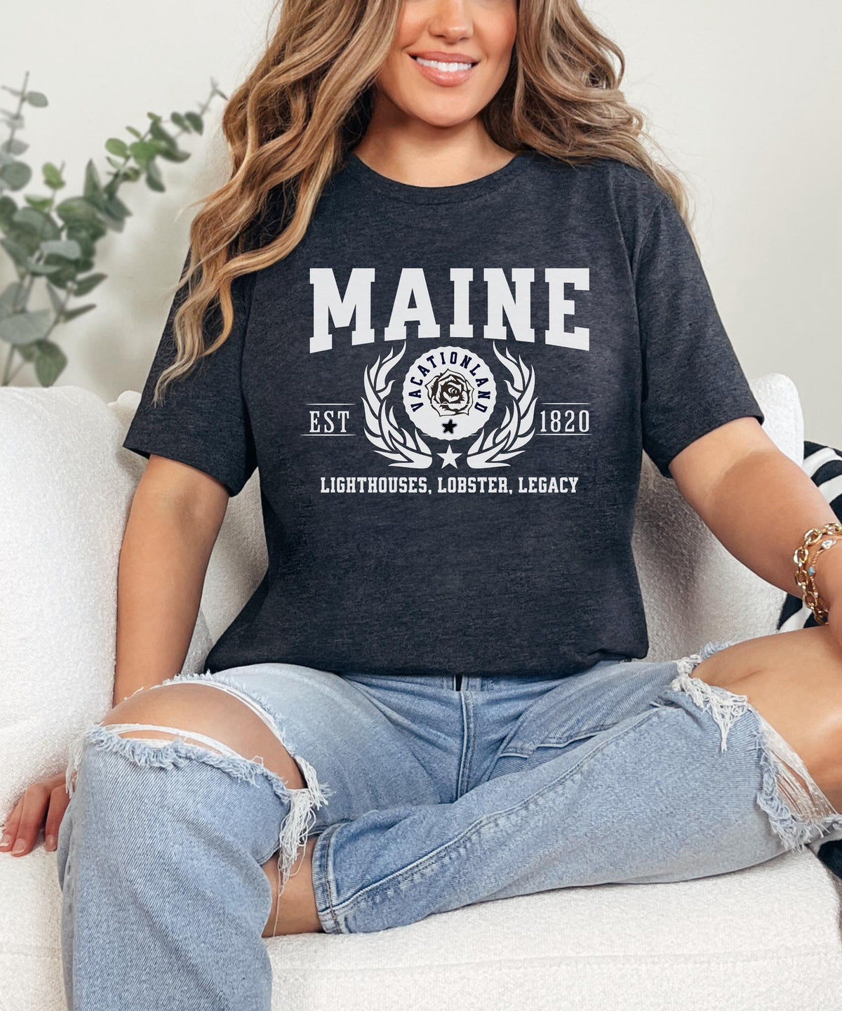 Maine State - &quot;Lighthouses, Lobster, Legacy&quot; Slogan T-Shirt for Coastal Enthusiasts &amp; Proud Mainers