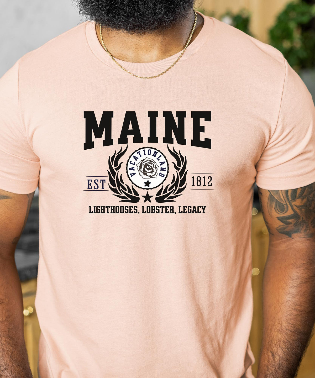 Maine State - &quot;Lighthouses, Lobster, Legacy&quot; Slogan T-Shirt for Coastal Enthusiasts &amp; Proud Mainers