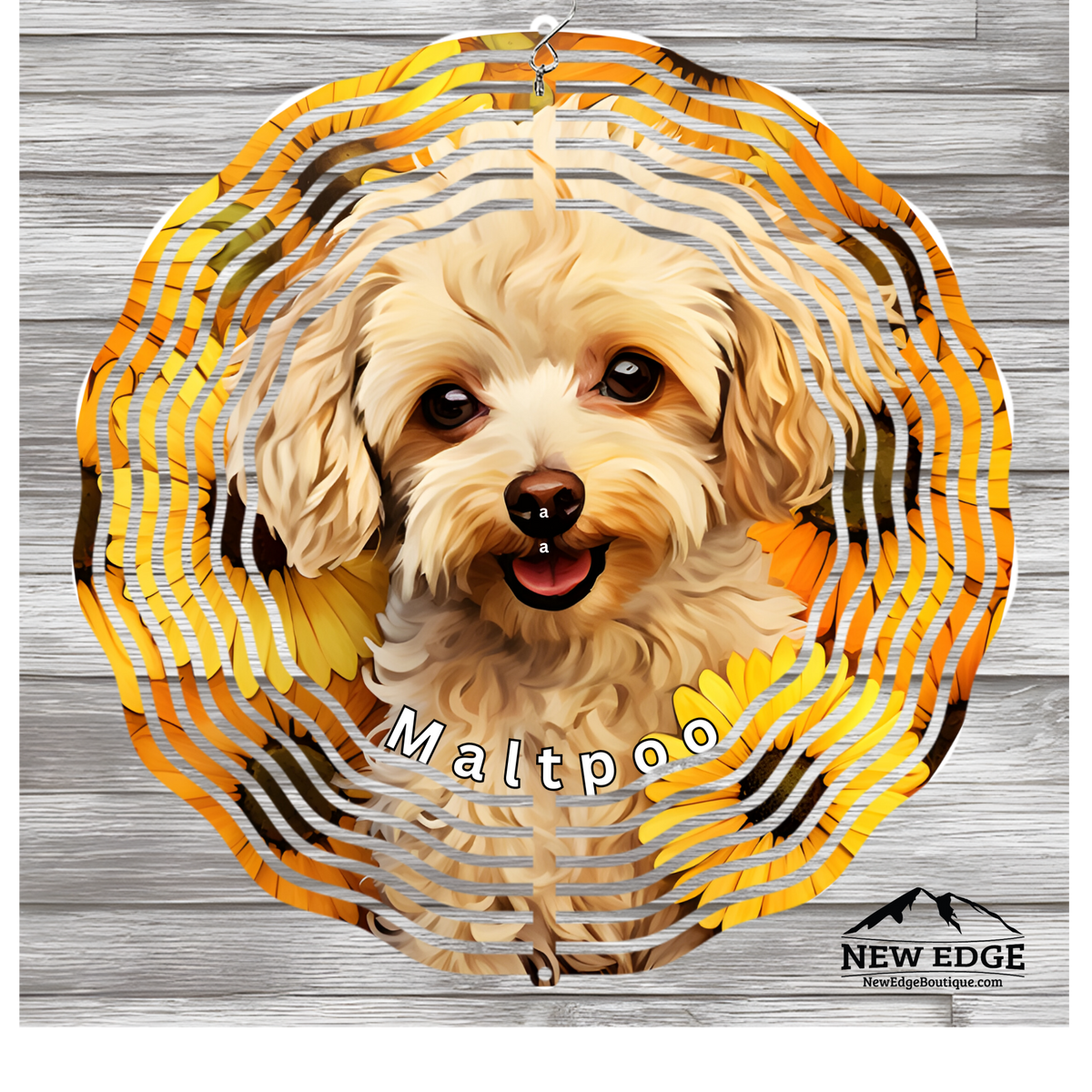 NEW EDGE 3D BEAUTIFUL COLORFUL MALTPOO DOG WIND SPINNER