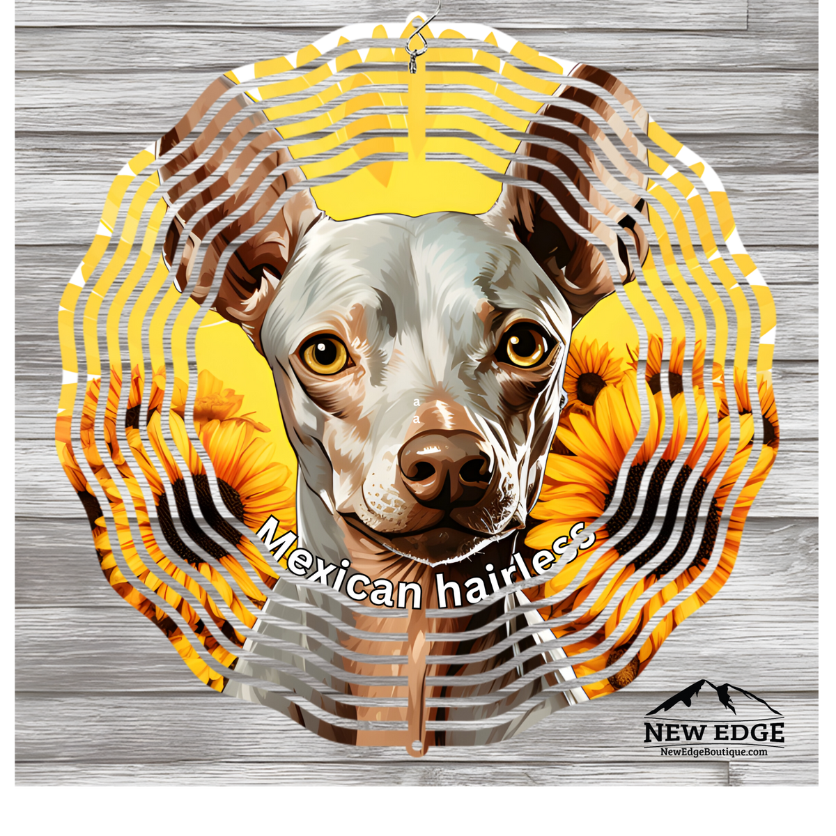 NEW EDGE 3D BEAUTIFUL COLORFUL MEXICAN HAIRLESS DOG WIND SPINNER