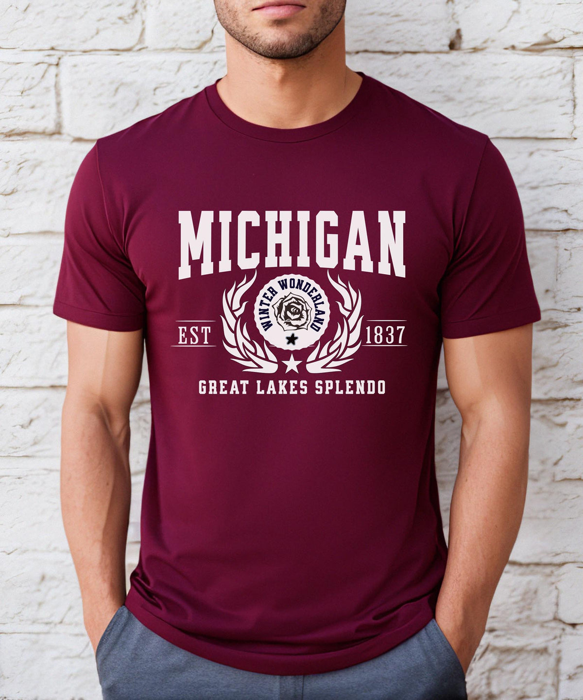 Michigan State - &quot;Great Lakes Splendor&quot; Slogan T-Shirt for Lake Lovers &amp; Proud Michiganders