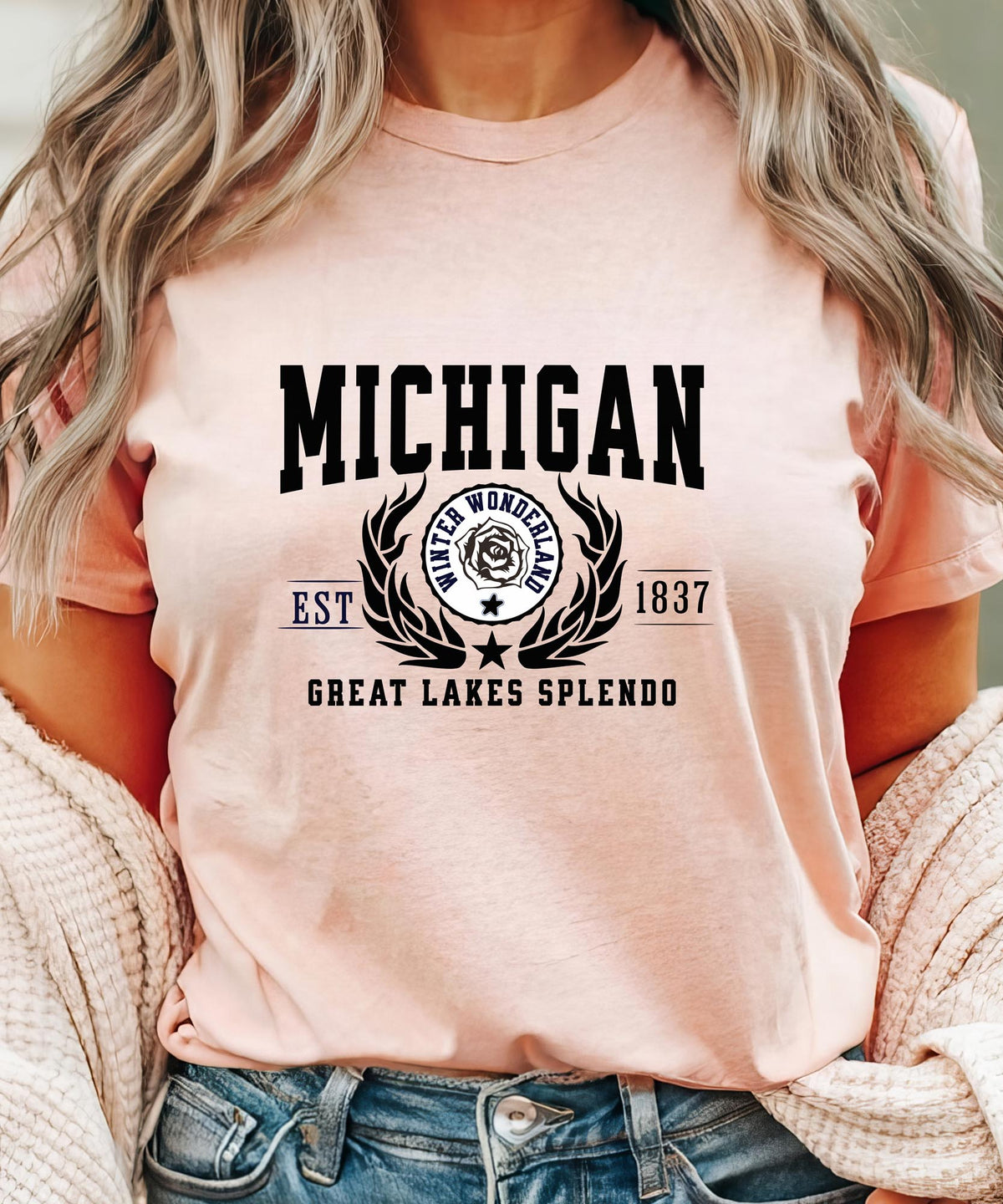 Michigan State - &quot;Great Lakes Splendor&quot; Slogan T-Shirt for Lake Lovers &amp; Proud Michiganders