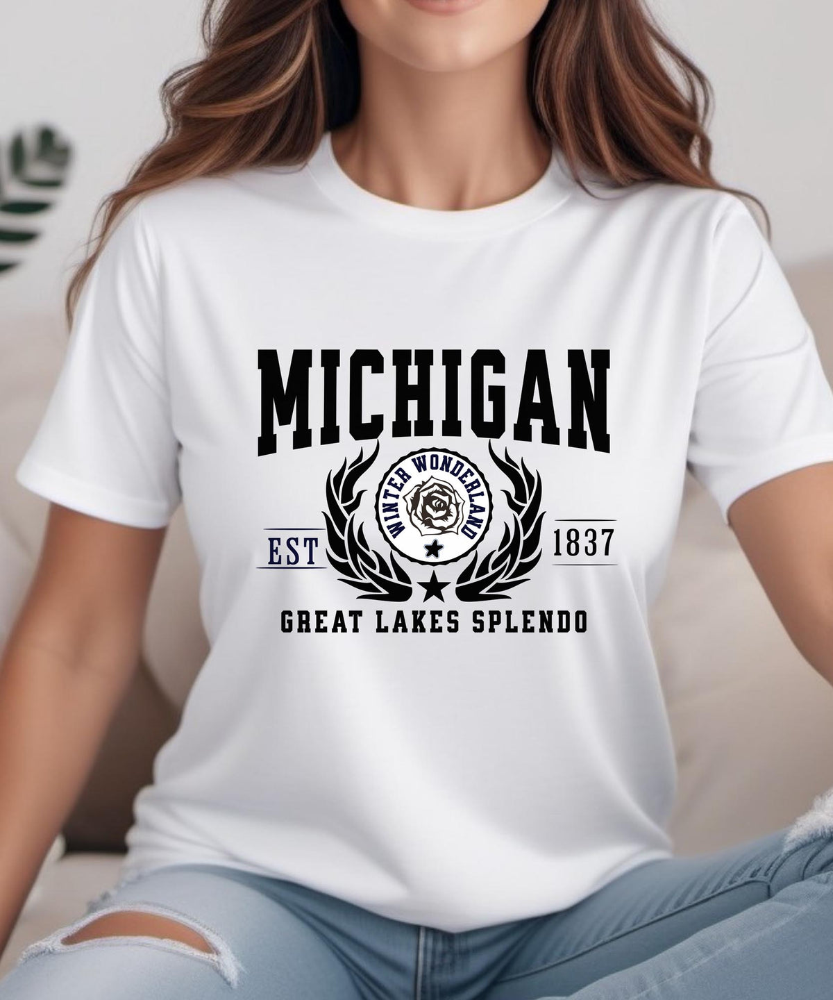 Michigan State - &quot;Great Lakes Splendor&quot; Slogan T-Shirt for Lake Lovers &amp; Proud Michiganders