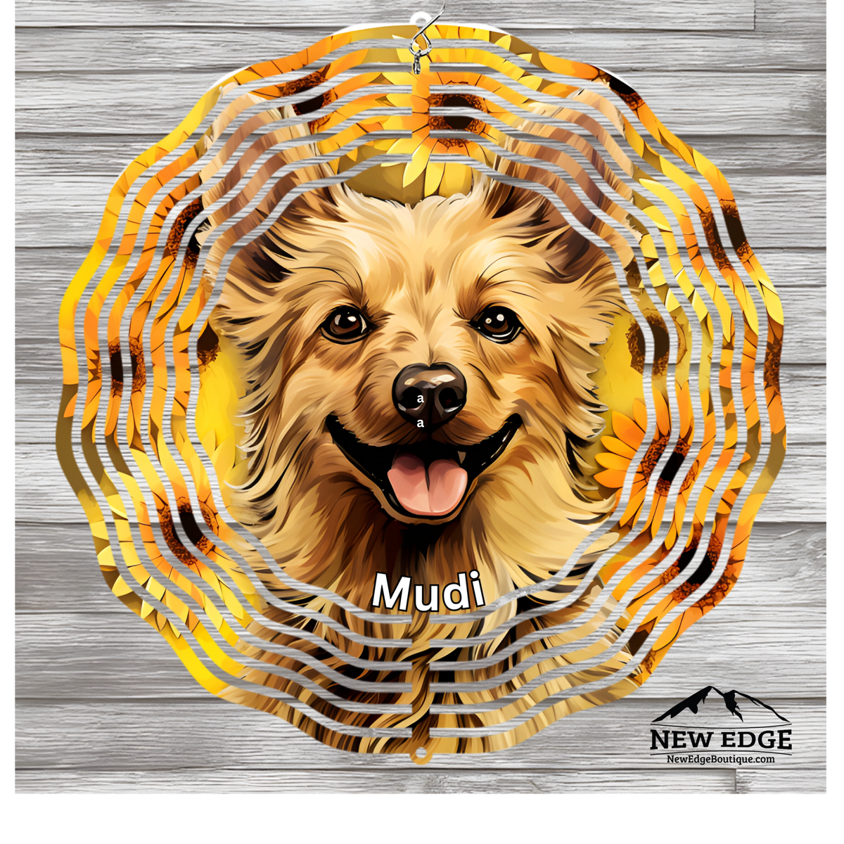 NEW EDGE 3D BEAUTIFUL COLORFUL MUDI DOG WIND SPINNER