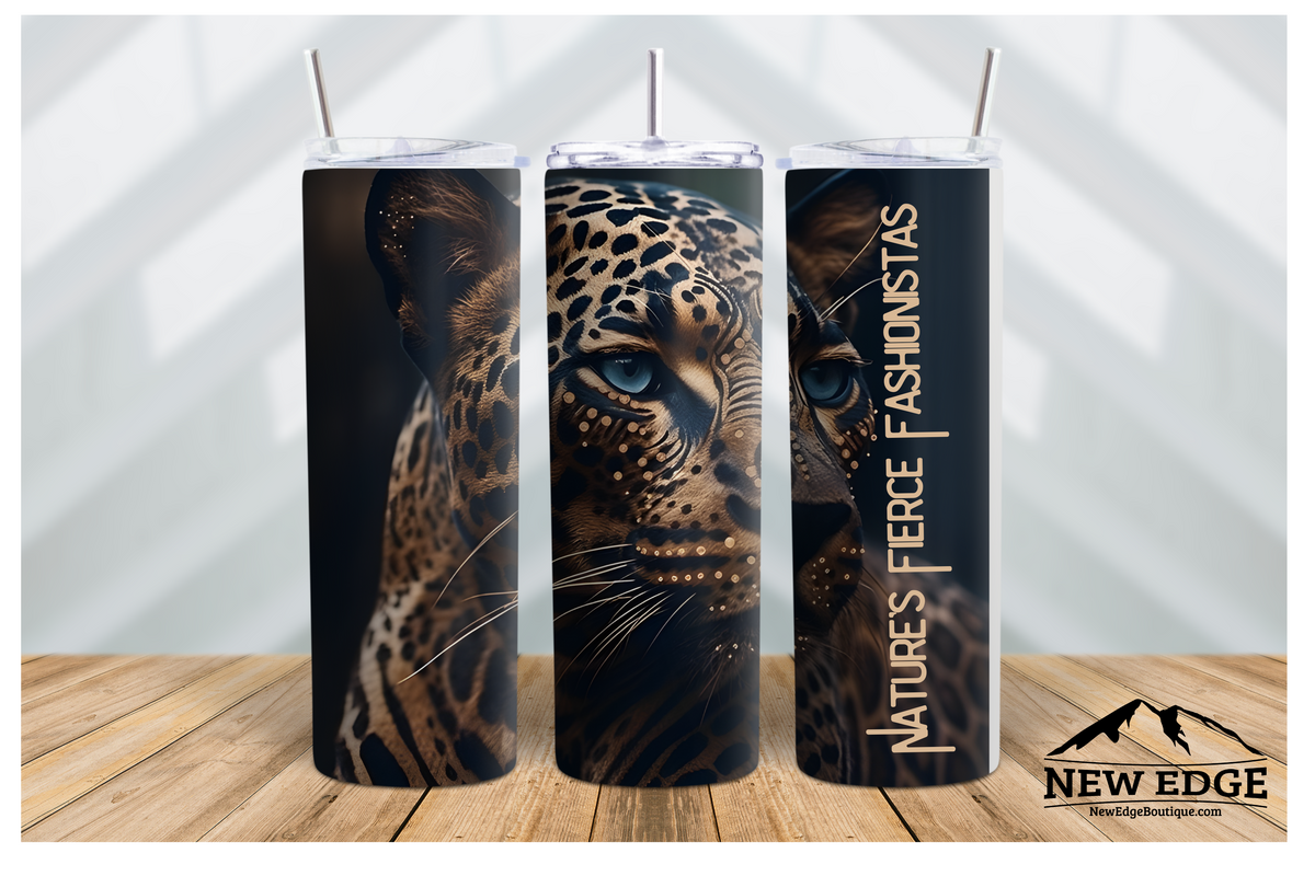 NEW EDGE 20 OZ 3D TIGER SKINNY TUMBLER - &quot;NATURE&#39;S FIERCE FASHIONISTAS&quot;