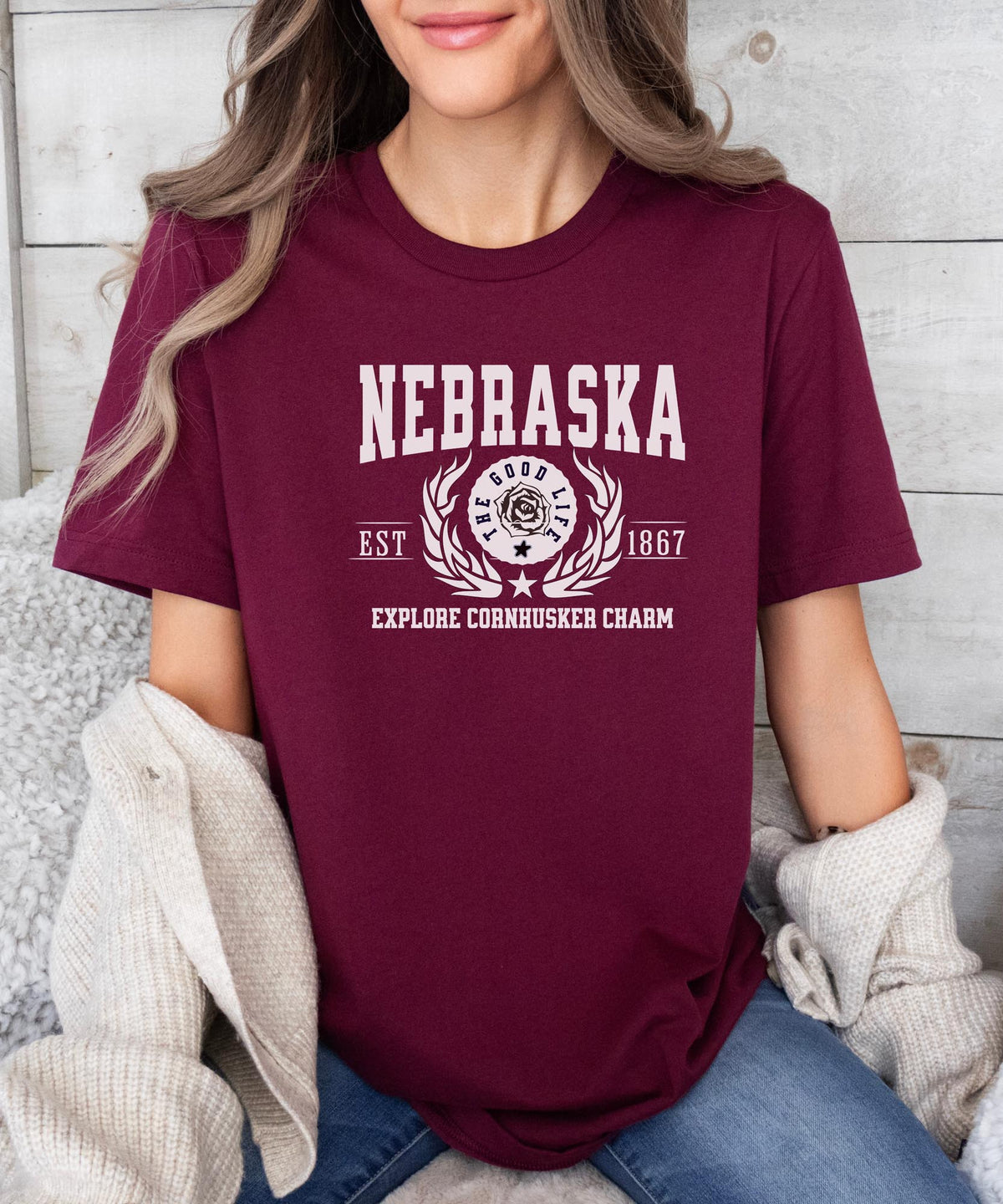 Nebraska State T-Shirt – &quot;Explore Cornhusker Charm&quot; Slogan Tee, Nebraska Pride Apparel, Perfect for Fans of the Heartland Spirit