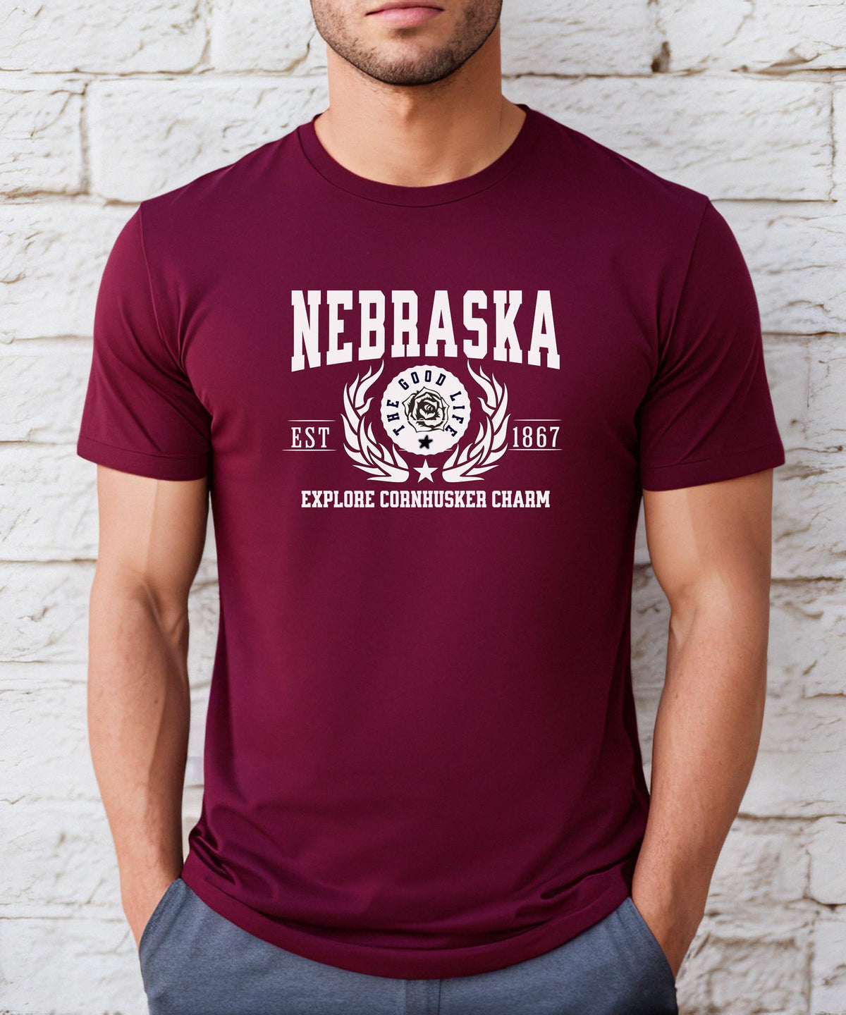 Nebraska State T-Shirt – &quot;Explore Cornhusker Charm&quot; Slogan Tee, Nebraska Pride Apparel, Perfect for Fans of the Heartland Spirit