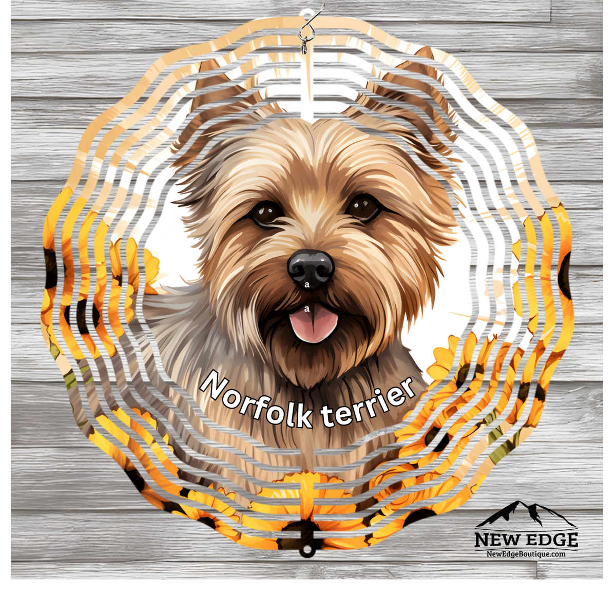 NEW EDGE 10 INCHES ROUND 3D COLORFUL NORFOLK TERRIER DOG WIND SPINNER