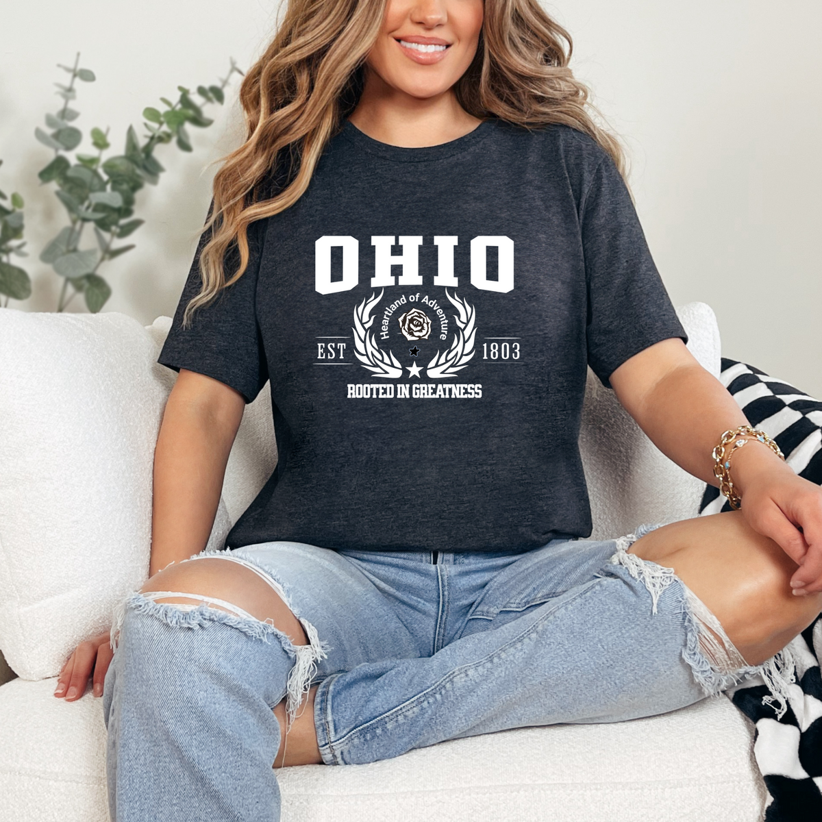 Ohio State &quot;Rooted in Greatness&quot; Unisex T-Shirt – Perfect Gift for Ohio Lovers, Buckeye State Pride Tee