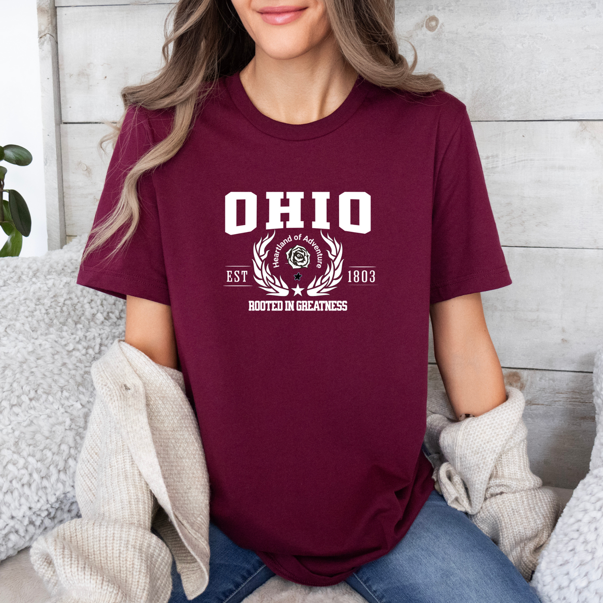 Ohio State &quot;Rooted in Greatness&quot; Unisex T-Shirt – Perfect Gift for Ohio Lovers, Buckeye State Pride Tee