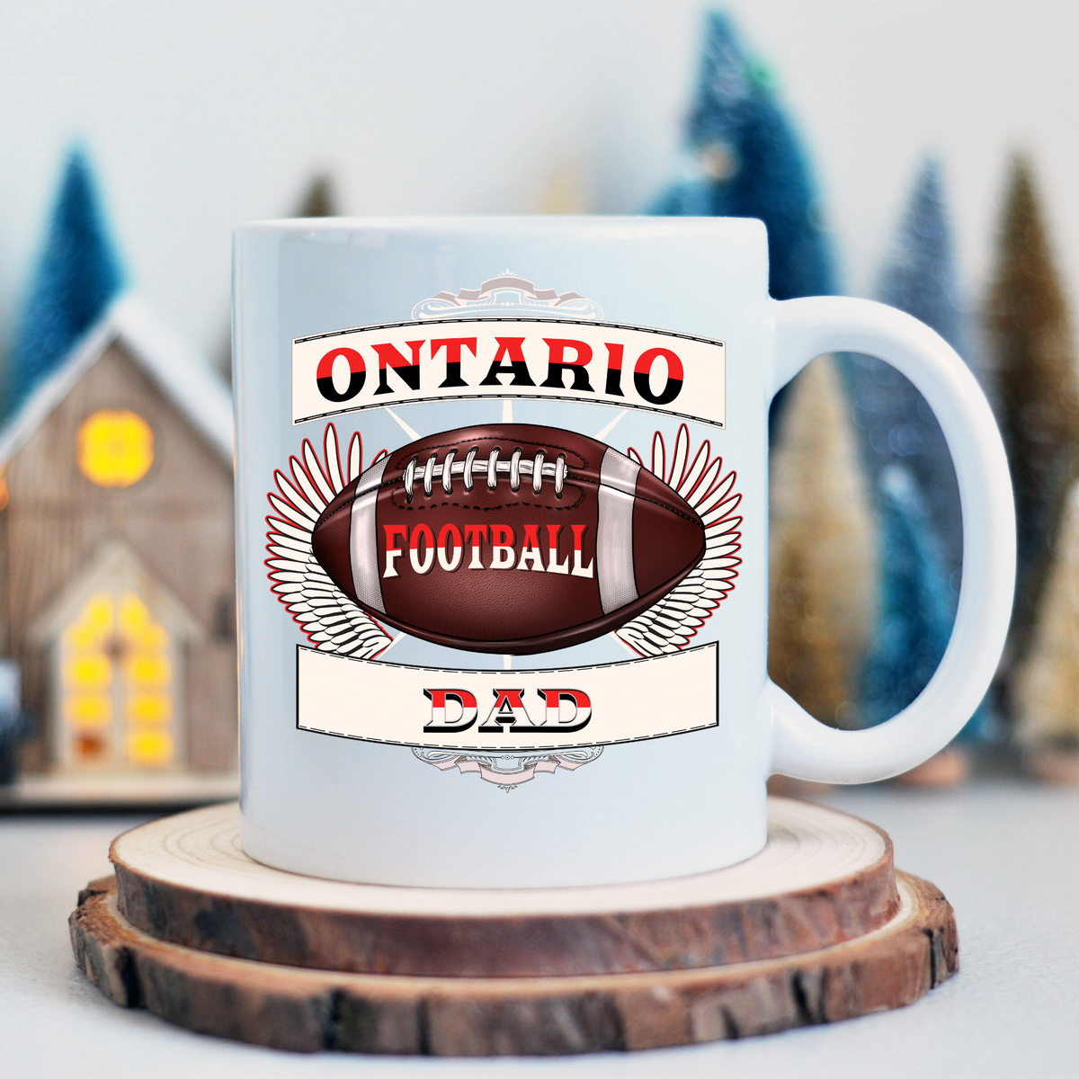 NEW EDGE 11 AND 15 OZ &quot;ONTARIO&quot; CITY FOOTBALL DAD CERAMIC MUGS - PERSONALIZATION AVAILABLE!