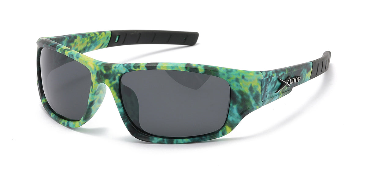 CAMOUFLAGE XLOOP PZ-MCAM-X3203 POLARIZED SPORTS WRAP SHADES