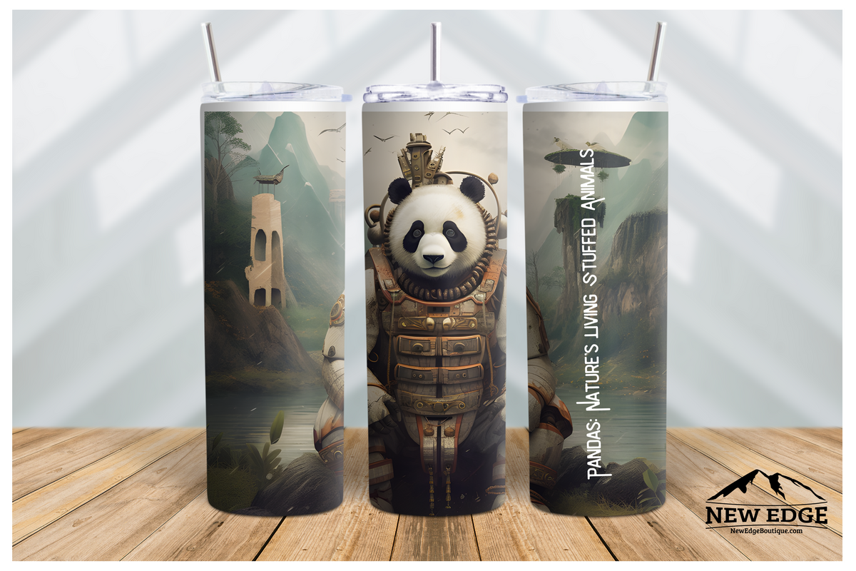 NEW EDGE 20 OZ 3D PANDAS SKINNY TUMBLER - &quot;PANDAS NATURE&#39;S LIVING STUFFED ANIMALS&quot;