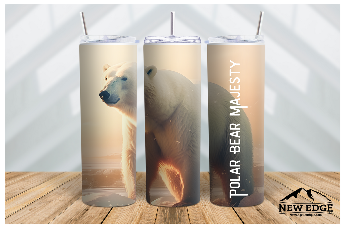 NEW EDGE 20 OZ 3D POLAR BEAR SKINNY TUMBLER - &quot;POLAR BEAR MAJESTY&quot;