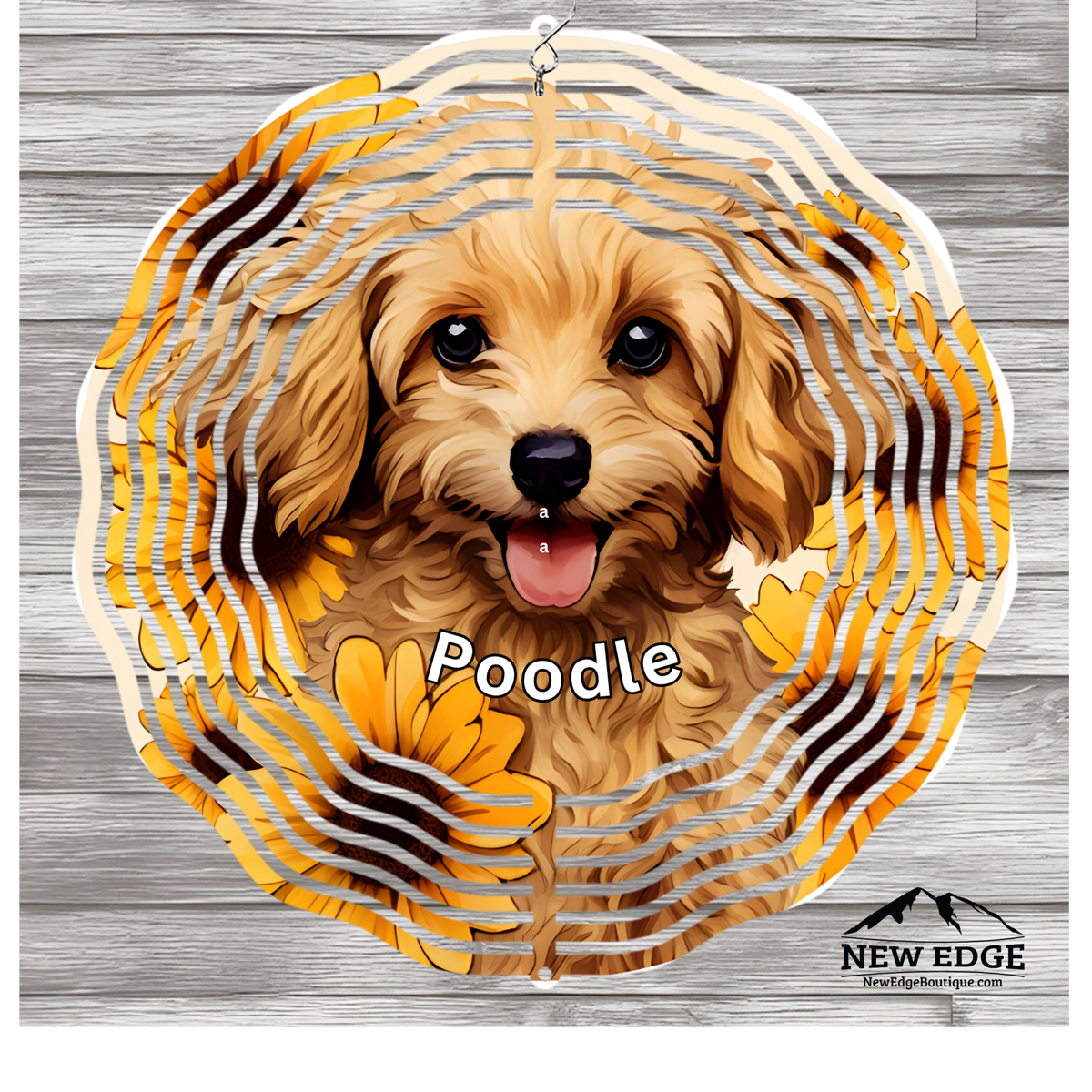 NEW EDGE 10 INCHES ROUND 3D COLORFUL POODLE DOG WIND SPINNER