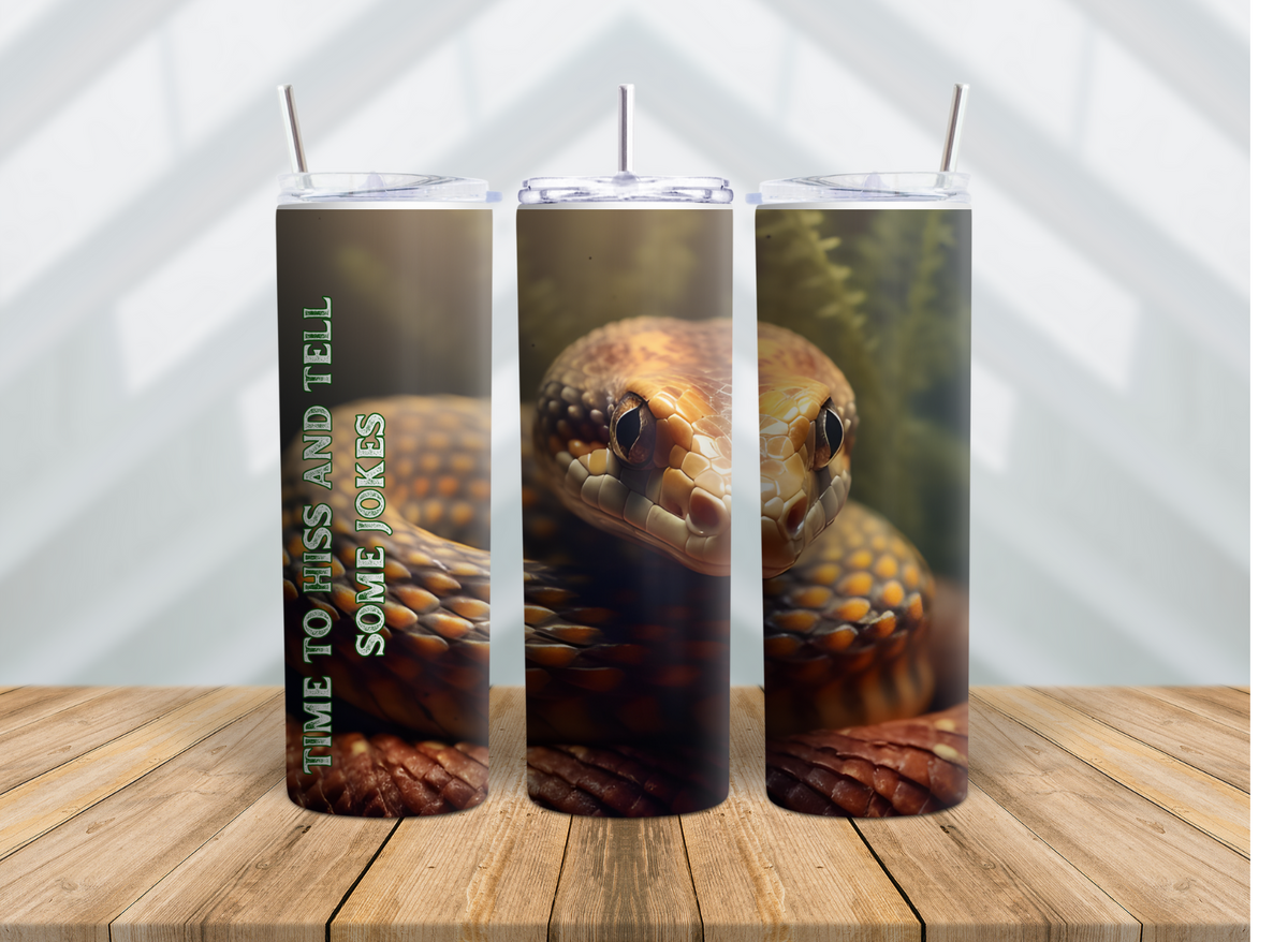 SNAKE 3D 20 OZ SKINNY TUMBLER: TIME TO HISS AND JOKE