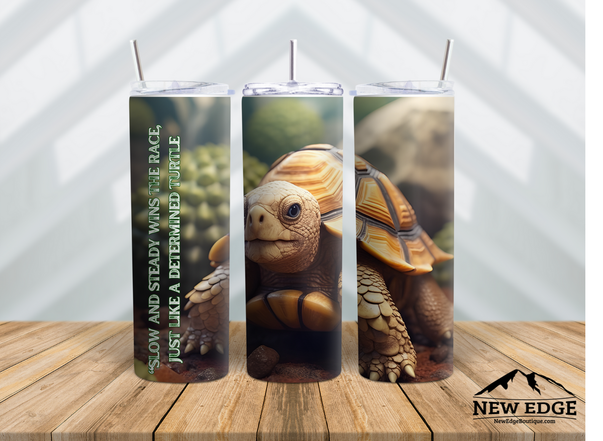 TURTLE 3D 20 OZ SKINNY TUMBLER: SLOW AND STEADY