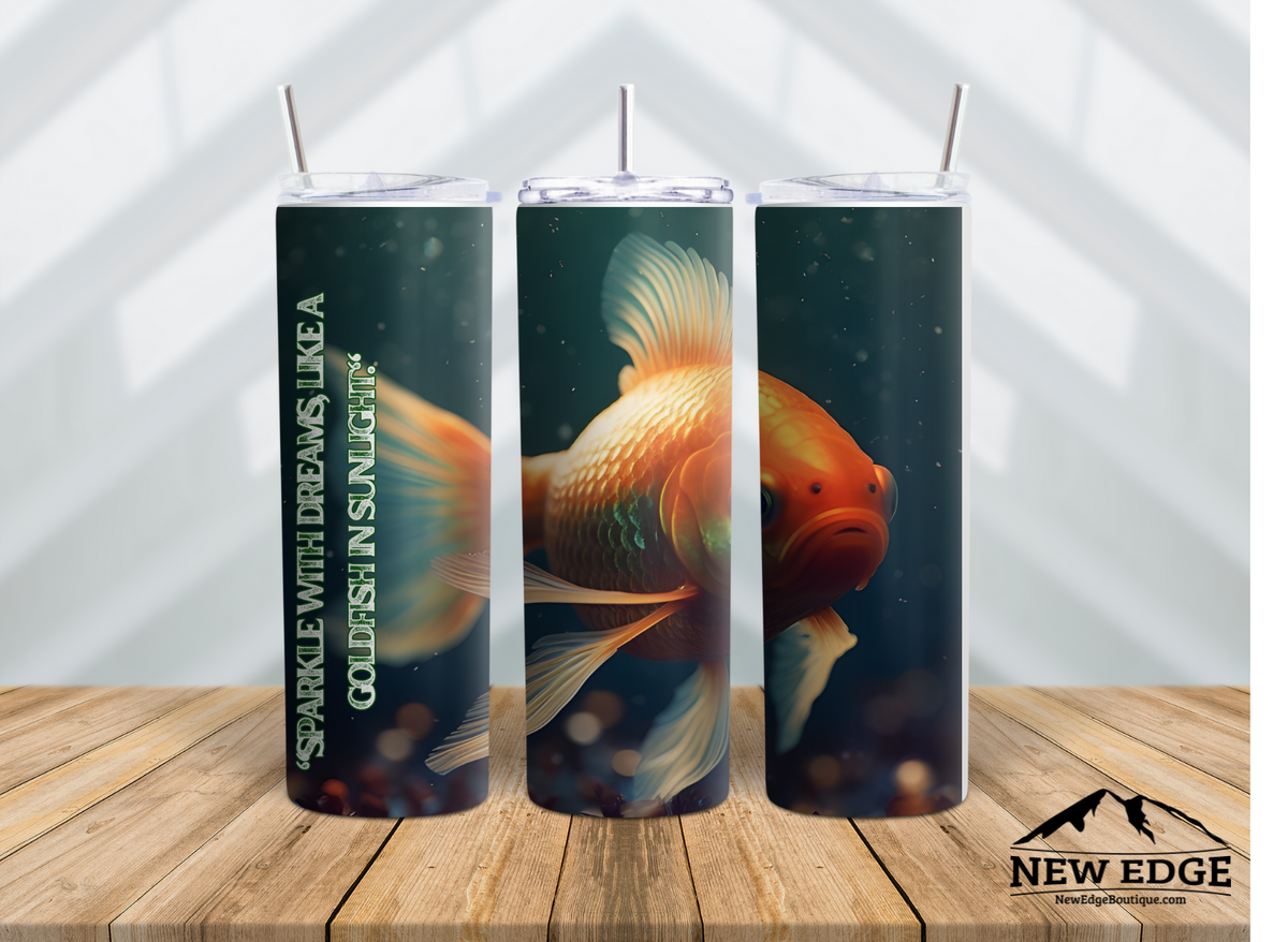 GOLDFISH 3D 20 OZ SKINNY TUMBLER: SPARKLE WITH DREAMS