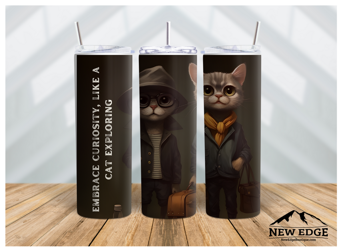 CAT 3D 20 OZ SKINNY TUMBLER: EMBRACE CURIOSITY