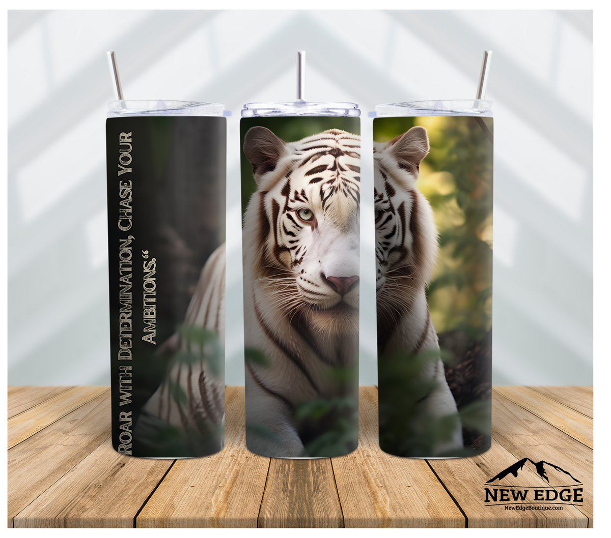 TIGER 3D 20 OZ SUBLIMATION TUMBLER: ROAR WITH DETERMINATION, CHASE YOUR AMBITIONS