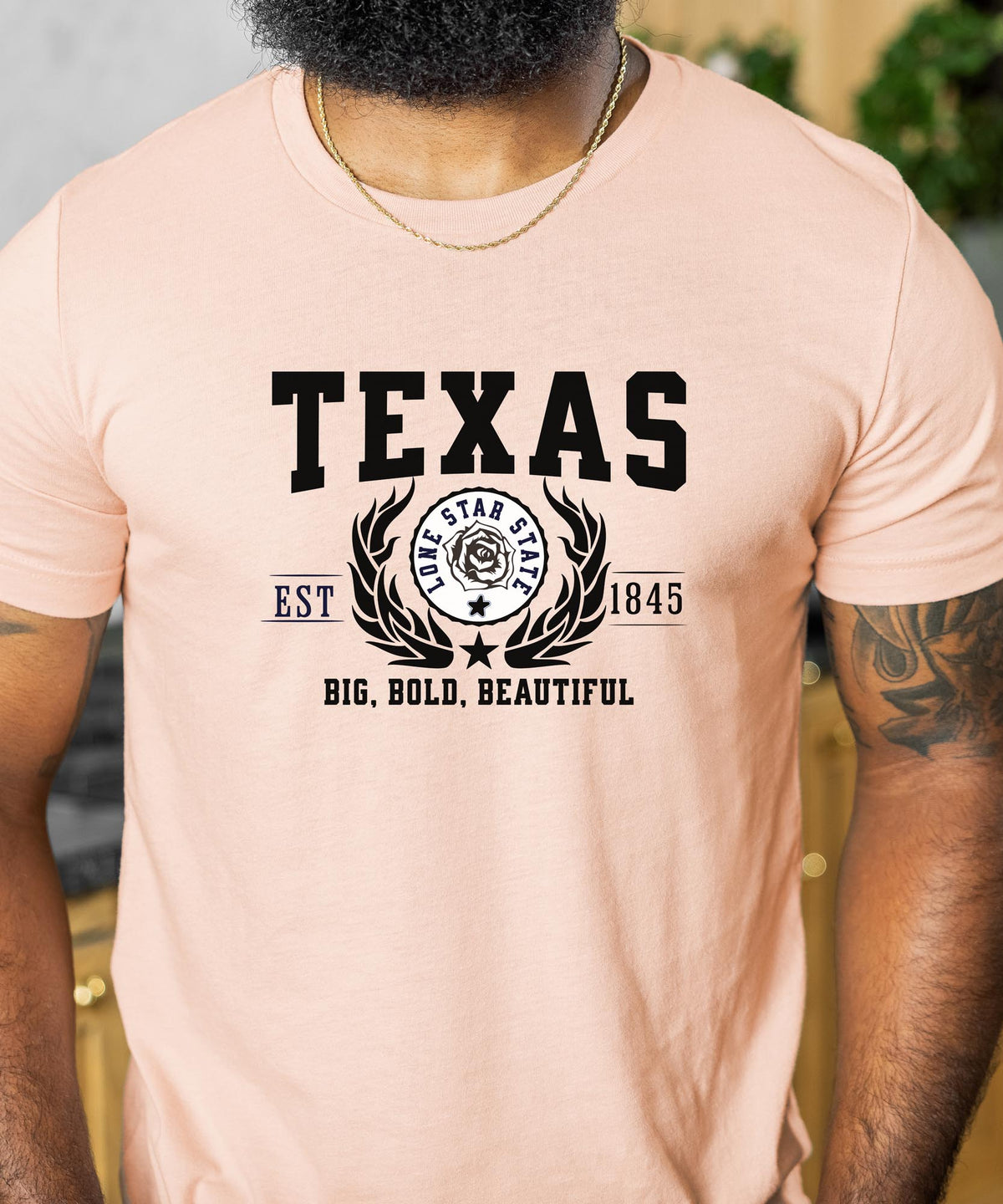 Texas State T-Shirt – &quot;Big, Bold, Beautiful&quot; Slogan Tee, Texas Pride Apparel, Perfect for Texans and Fans of Lone Star Spirit