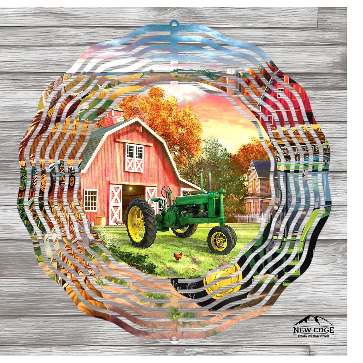 NEW EDGE 10-INCH ROUND 3D COLORFUL TRACTOR WIND SPINNER