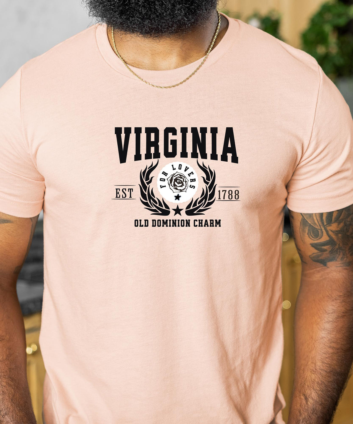 Virginia State T-Shirt – &quot;Old Dominion Charm&quot; Slogan Tee, Perfect for Proud Virginians and Fans of Historic Charm