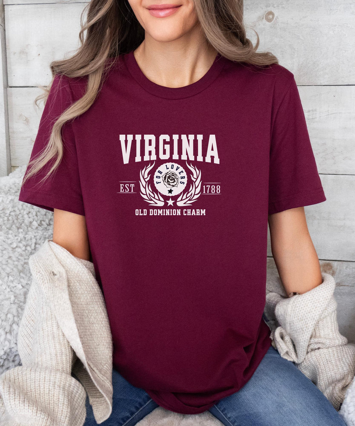 Virginia State T-Shirt – &quot;Old Dominion Charm&quot; Slogan Tee, Perfect for Proud Virginians and Fans of Historic Charm