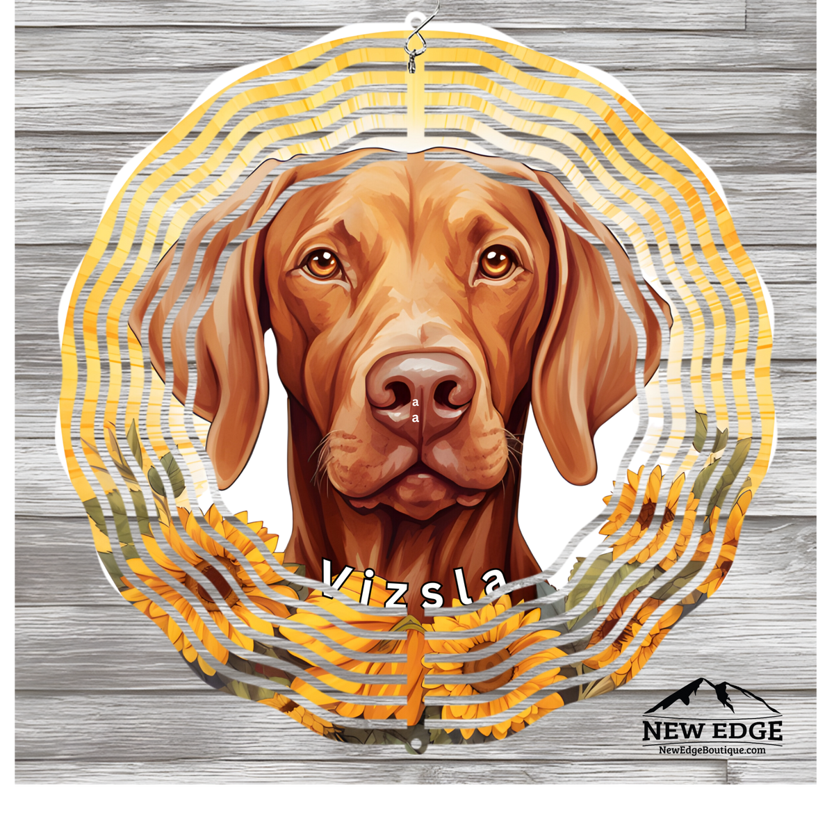 NEW EDGE 10-INCH ROUND 3D COLORFUL VIZSLA DOG WIND SPINNER