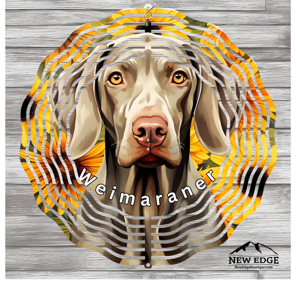 NEW EDGE 10-INCH ROUND 3D COLORFUL WEIMARANER DOG WIND SPINNER