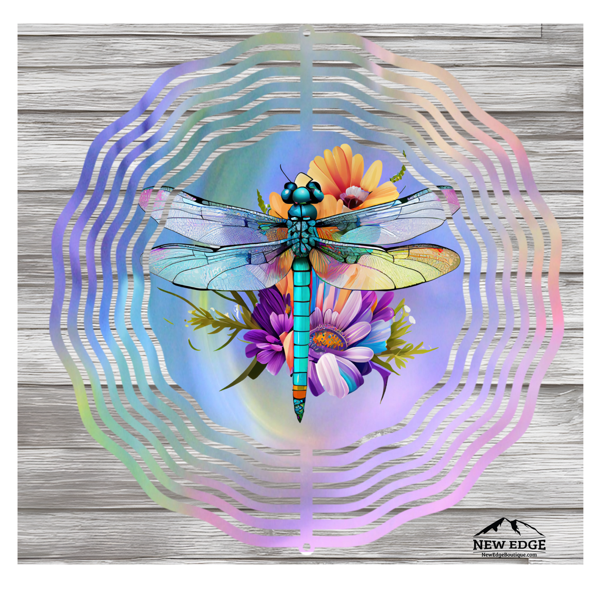 NEW EDGE 10-INCH ROUND 3D COLORFUL DRAGONFLY WIND SPINNER