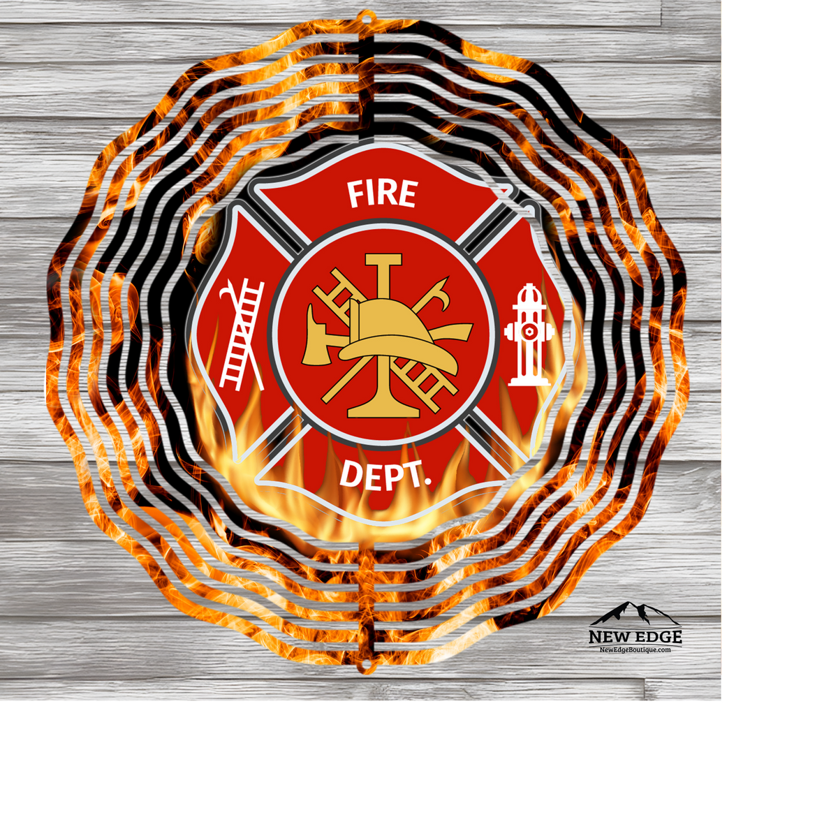 NEW EDGE 10-INCH ROUND 3D COLORFUL FIRE DEPARTMENT WIND SPINNER