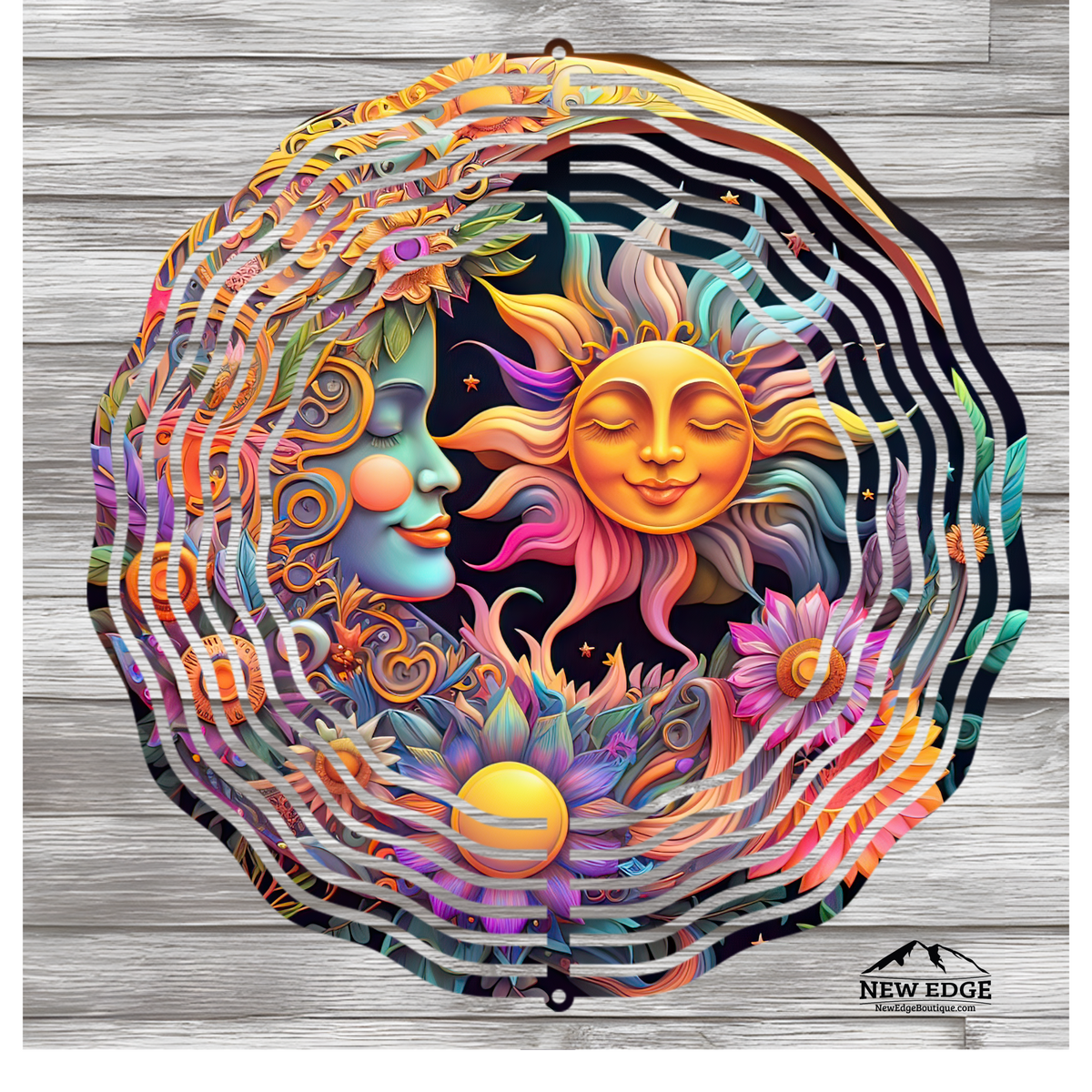 NEW EDGE 10-INCH ROUND 3D COLORFUL BRIGHT SUN MOON WIND SPINNER