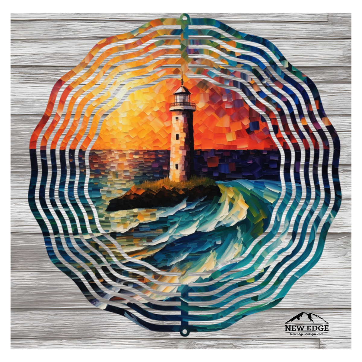 New Edge watercolor lighthouse wind spinner