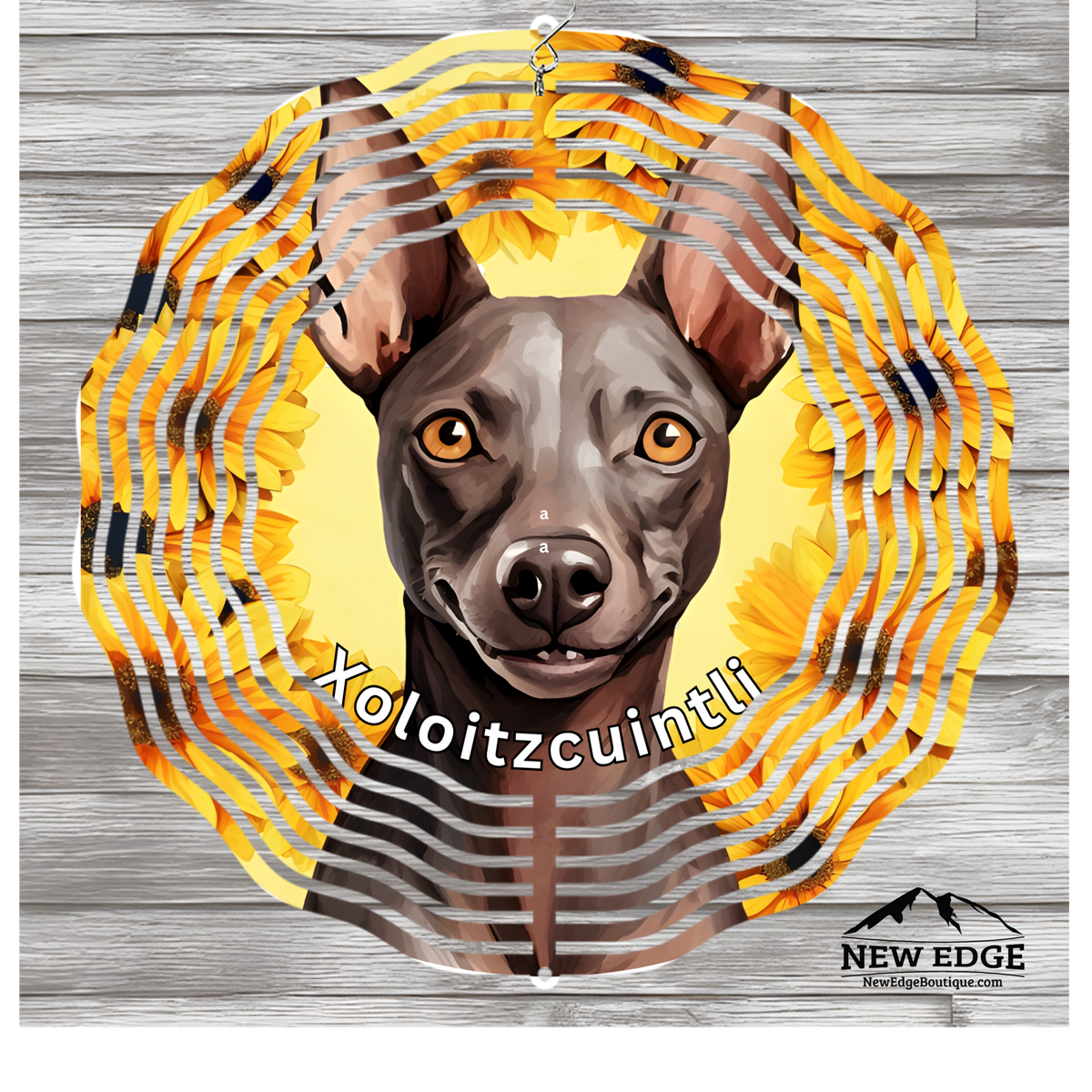 NEW EDGE 10-INCH ROUND 3D COLORFUL XOLOITZCUINTLI DOG WIND SPINNER