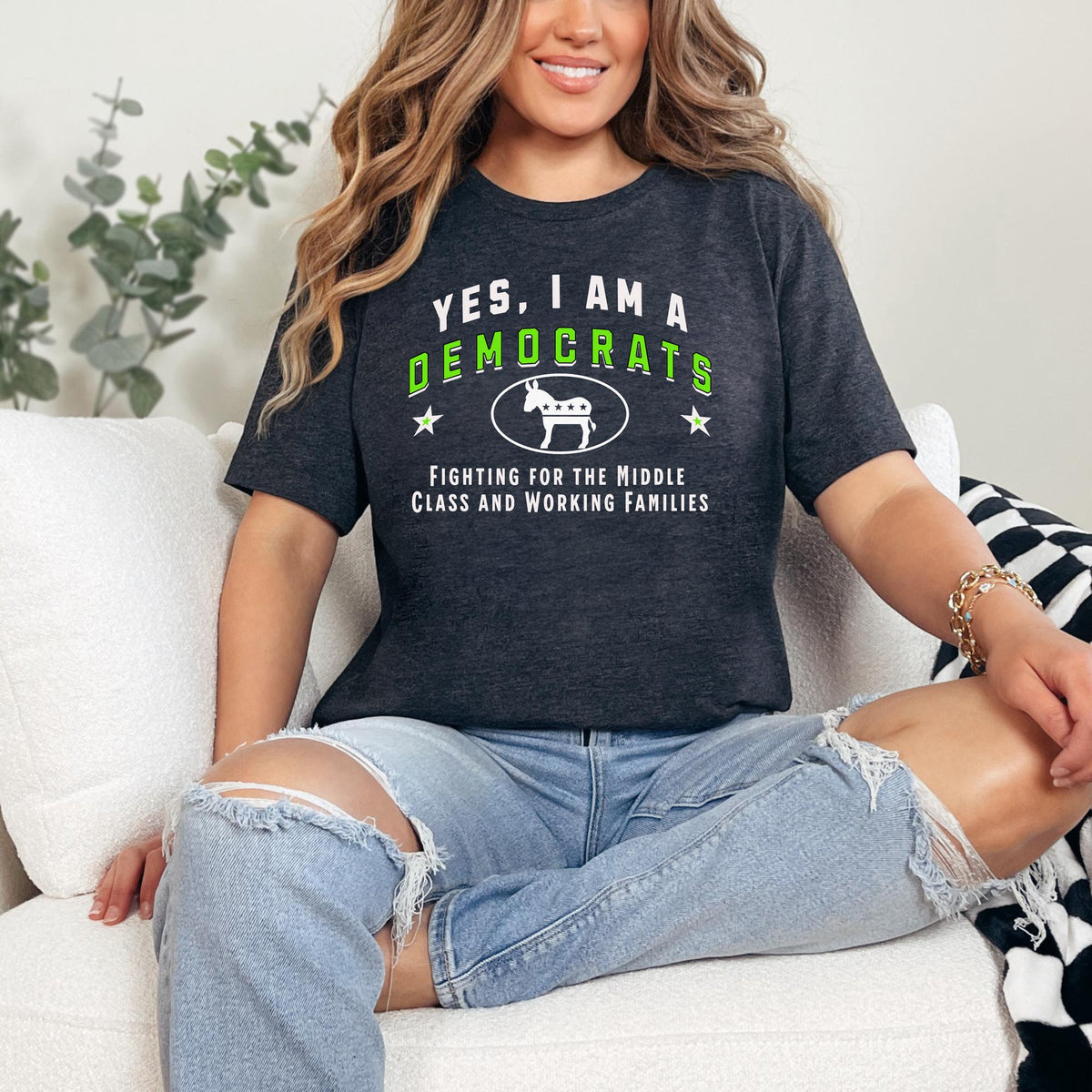 YES, I AM A DEMOCRAT T-Shirt – Fighting for the Middle Class and Working Families | Political Statement Tee