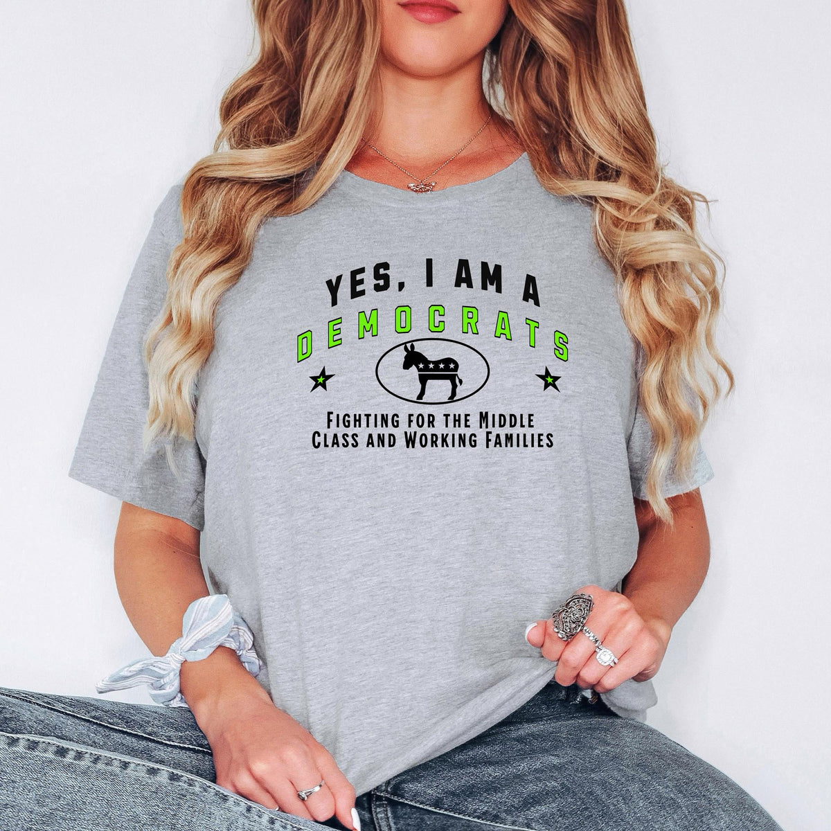 YES, I AM A DEMOCRAT T-Shirt – Fighting for the Middle Class and Working Families | Political Statement Tee