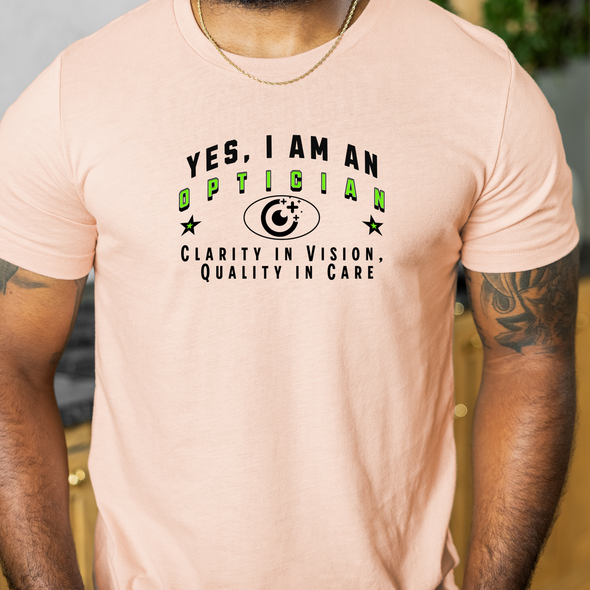 YES, I AM AN OPTICIAN T-Shirt – Clarity in Vision, Quality in Care | Optician Gift Tee for Eye Care Professionals