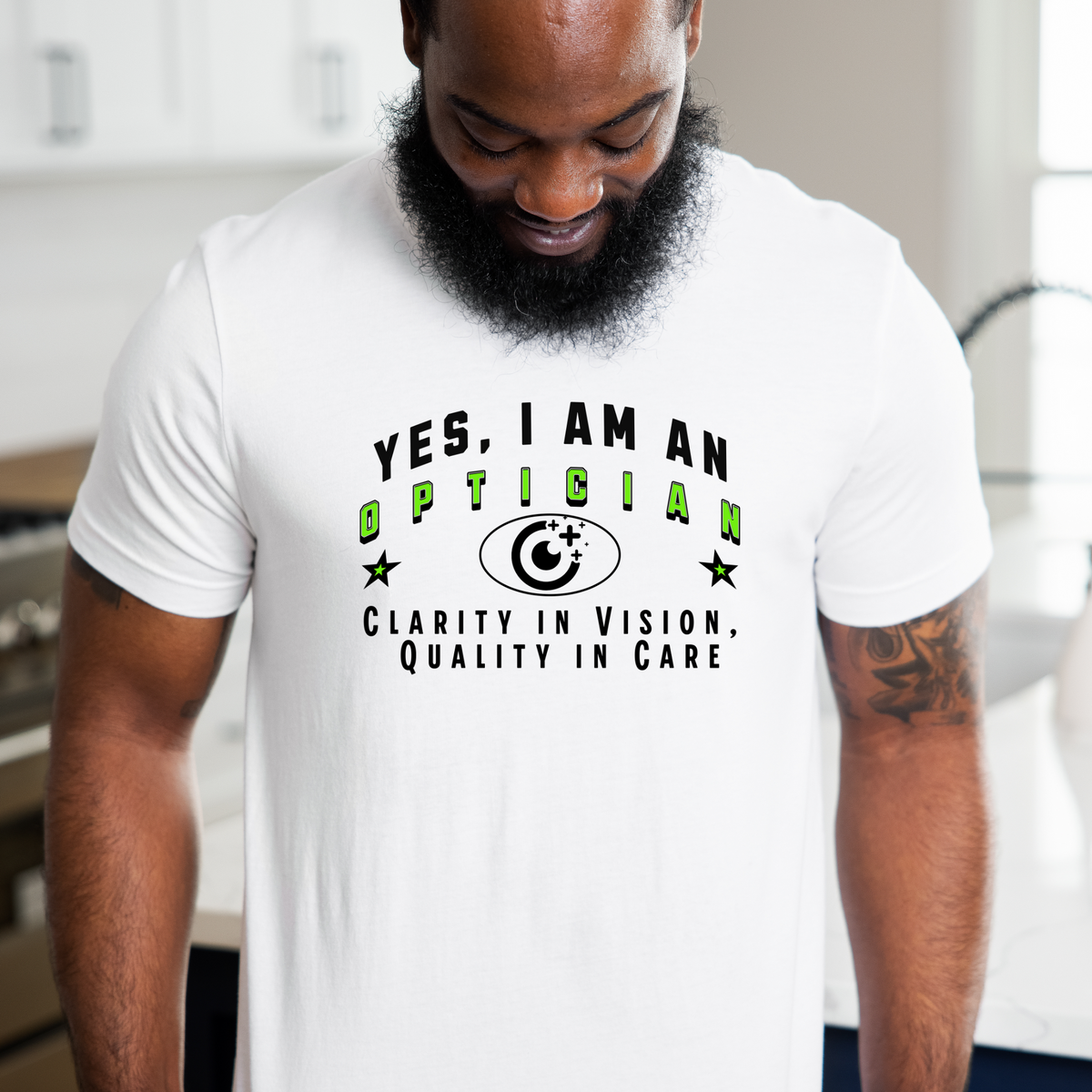 YES, I AM AN OPTICIAN T-Shirt – Clarity in Vision, Quality in Care | Optician Gift Tee for Eye Care Professionals