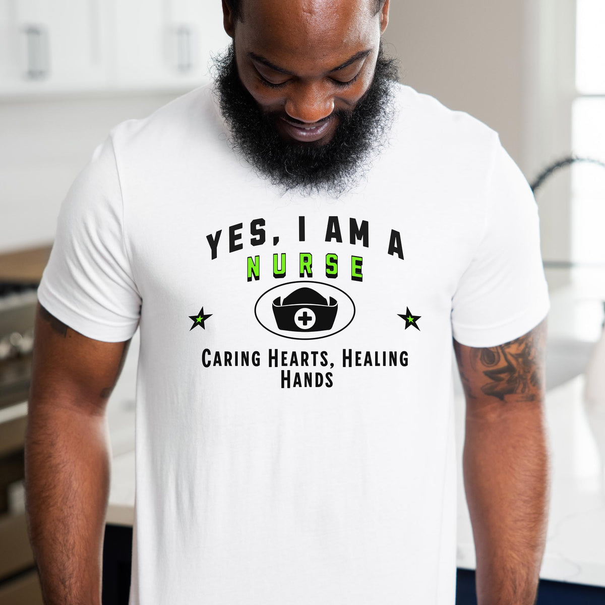 YES, I AM A NURSE T-Shirt – Caring Hearts, Healing Hands | Nurse Gift Tee for Healthcare Heroes