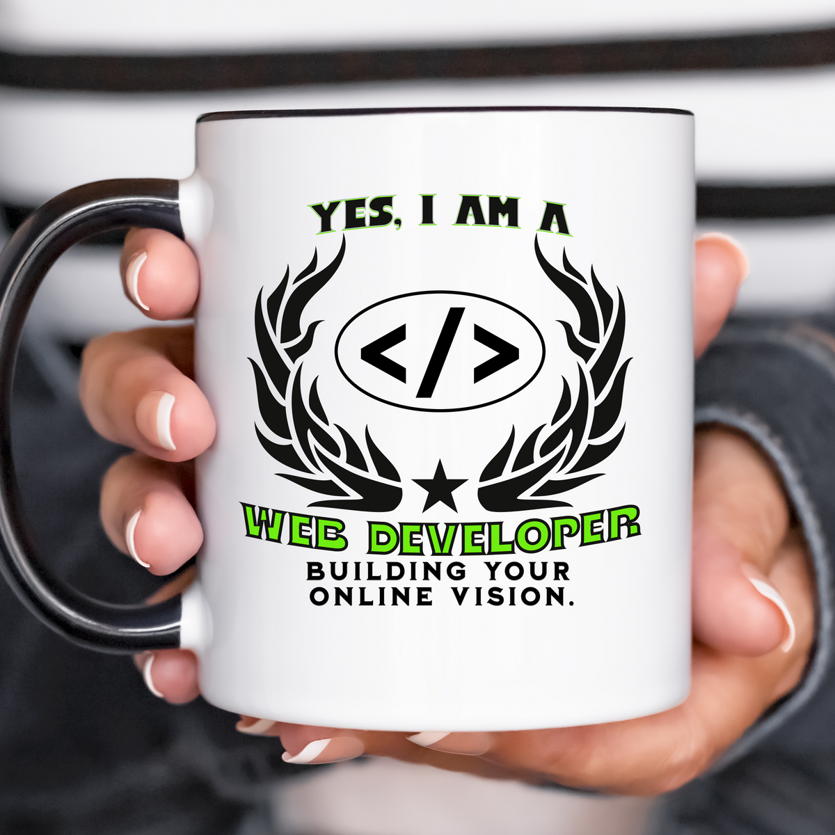 Web Developer Mug – 11oz &amp; 15oz with &#39;Building Business, Online Vision&#39; – Ideal for Developers &amp; Tech Professionals